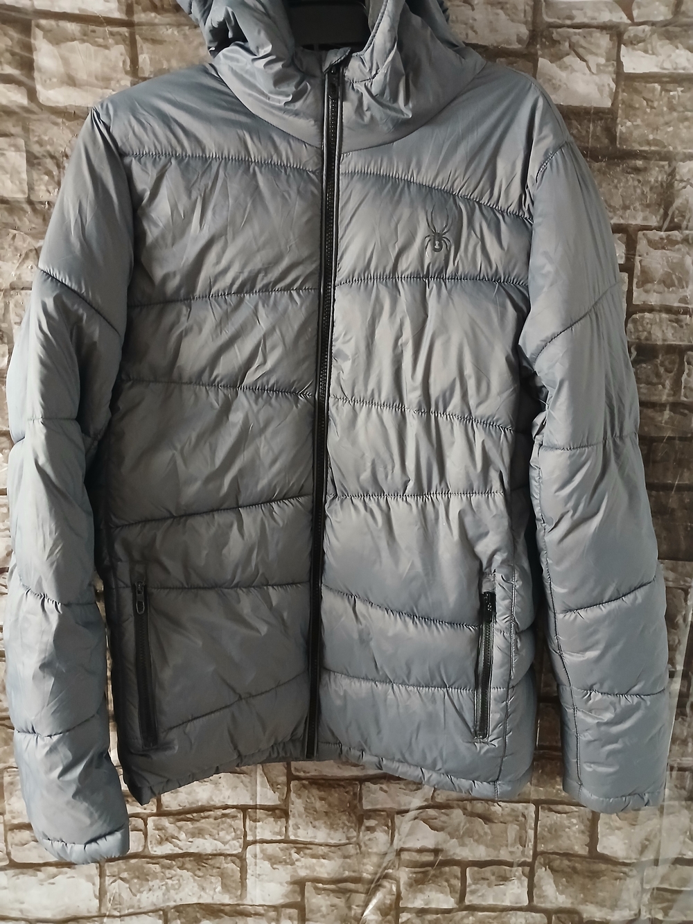 Spyder Women's Hooded Puffer Jacket in Light Gray